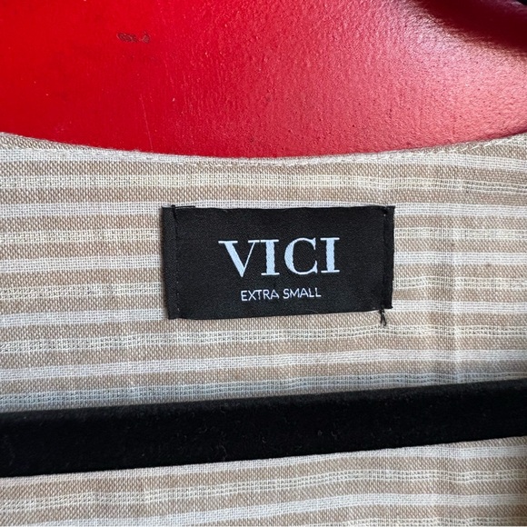 Vici Beige Striped Ruffle Blouse - Picture 3 of 5
